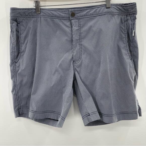 Onia The Calder Preppy Blue White Micro Gingham Flat Front Swim Shorts 38 - Picture 5 of 14